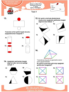 ilkokul 1. Sınıf Bilsem Zeka Testi 